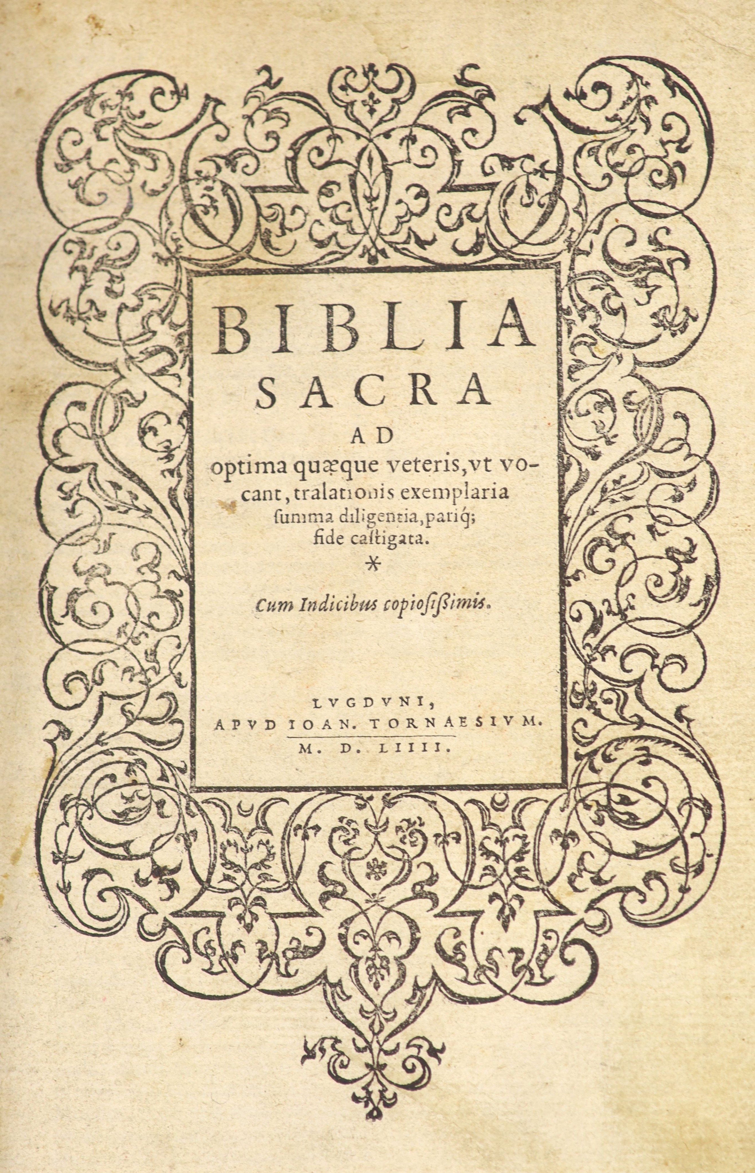 [Holy Bible]. Biblia Sacra ad optima quaeque veteris ut vocant, translationis exemplaria ...